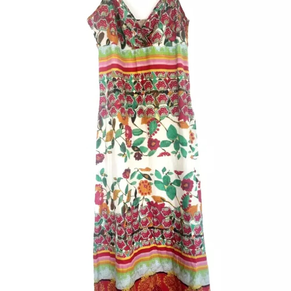 Rare DESIGUAL Swing Farm Rio Flowers Maxi Long Dress V-neck Floral Zebra Print M - Picture 15 of 16